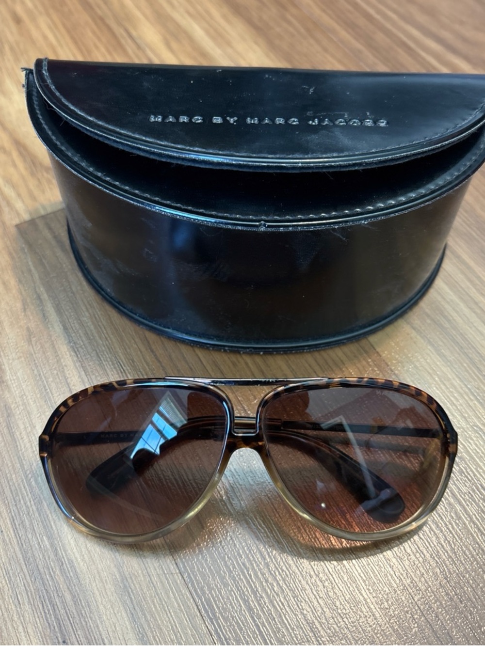 Marc by Marc Jacobs Brown Tortoiseshell Aviator Sunglasses